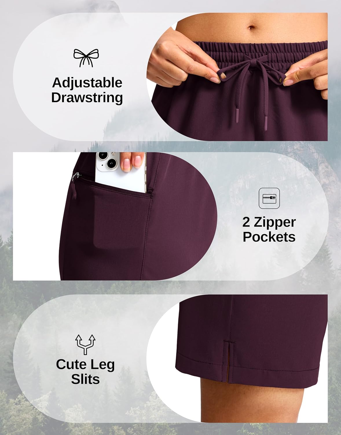 G Gradual Women's Hiking Shorts 2 Zipper Pockets Quick Dry Lightweigh 9" Bermuda Cargo Shorts Water Resistant Athletic Golf - Image 5