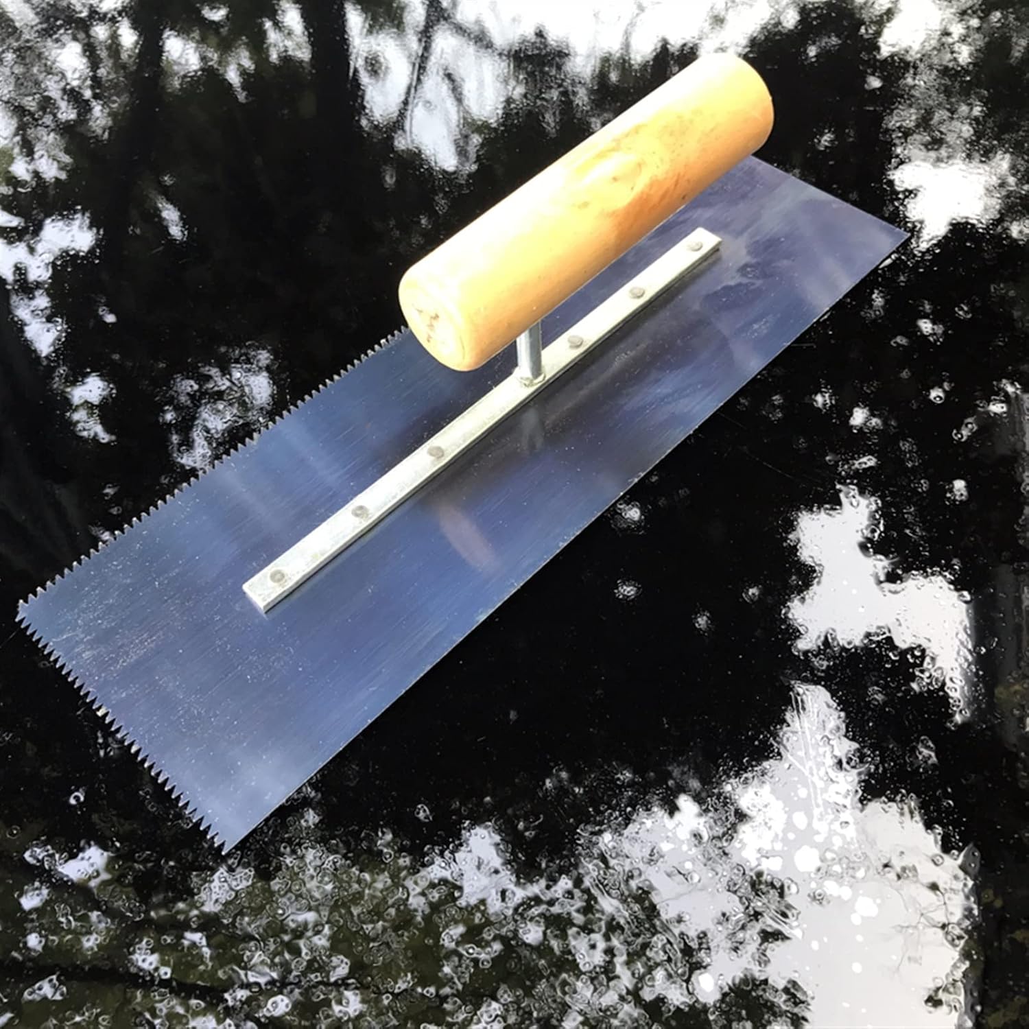 plastering Trowel Stainless Steel Trowel Pointing Trowel Notched Trowel Wood Handle Building Premium Tile Installation Trowel 29.5cm x11cm Notch 3mm Finishing Trowel Shovel