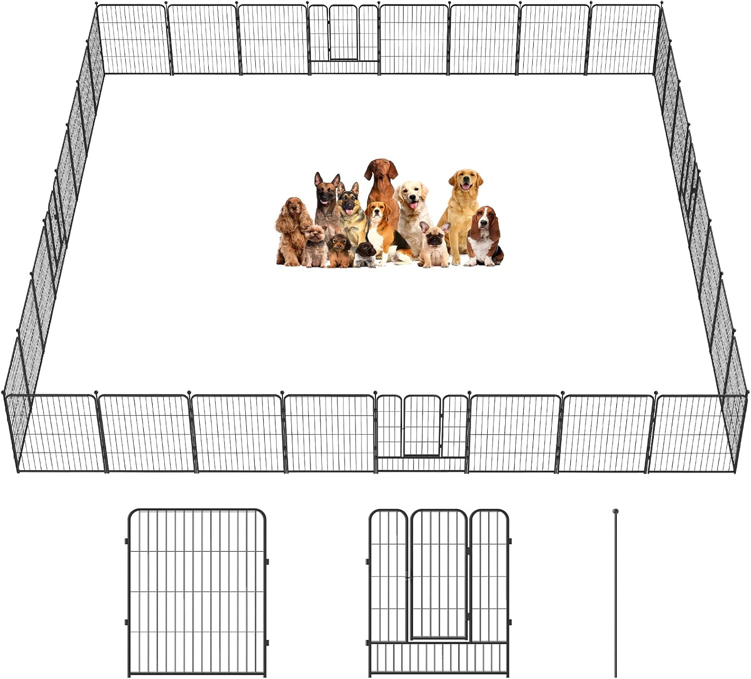 CAKOSSY Heavy Duty Metal Pet Dog Playpen [32" Height, 8/16/24/32 Panels] Rustproof Puppy Playpen Indoor & Outdoor for Small/Medium/Large…