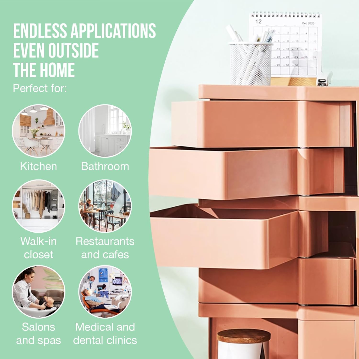 Multipurpose Utility Storage Cart - Ultra Storage Caddy with Wheels and Swing Out Drawers - Designer Home Trolley Cart - Caddy for Salon, Kitchen Bathroom Portable Cabinet - Sakura Peach