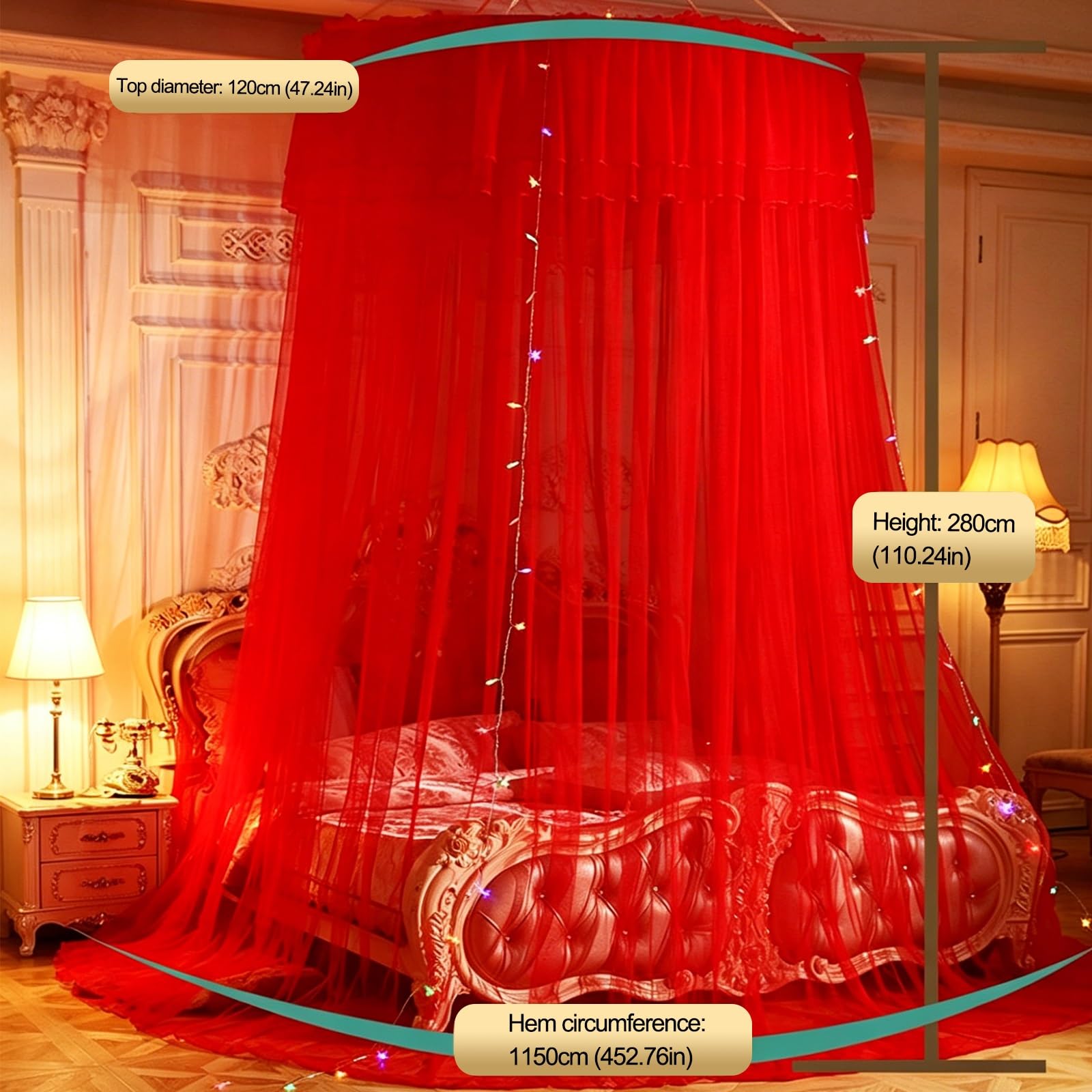 SARKEY Moskitonetz Betthimmel Für Mädchen,Transparenter Netz Kuppel Bettvorhang,Hängende Bettnetzabdeckung Für Schlafzimmer,Prinzessinnen Baldachin,Erwachsene,Hochzeit Dekoration