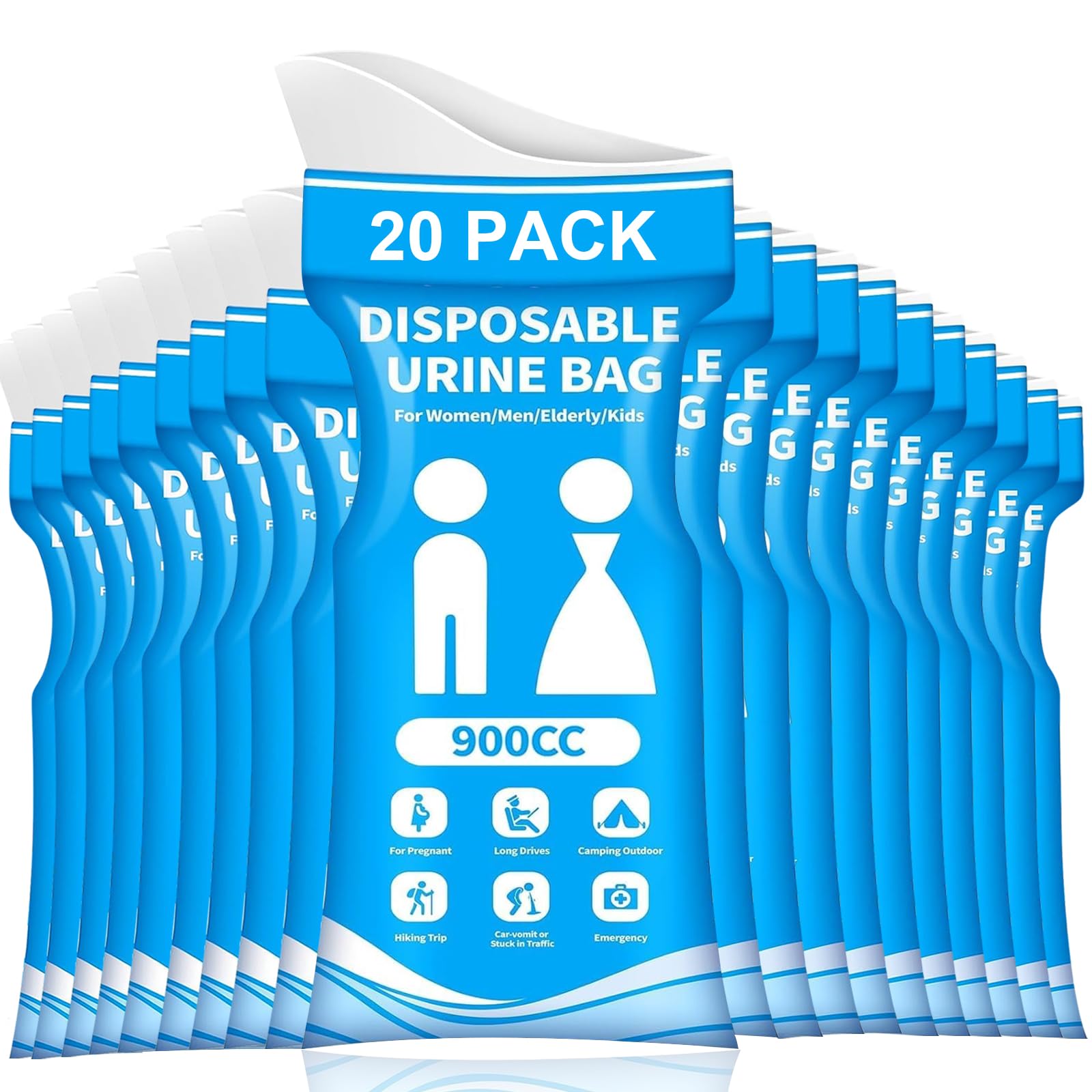 GREATCITI Disposable Urine Bag, Pee Bags for Travel for Women/Men, 900ML Emergency Portable Pee Bags and Vomit Bags, Urine Bag for Camping, Traffic