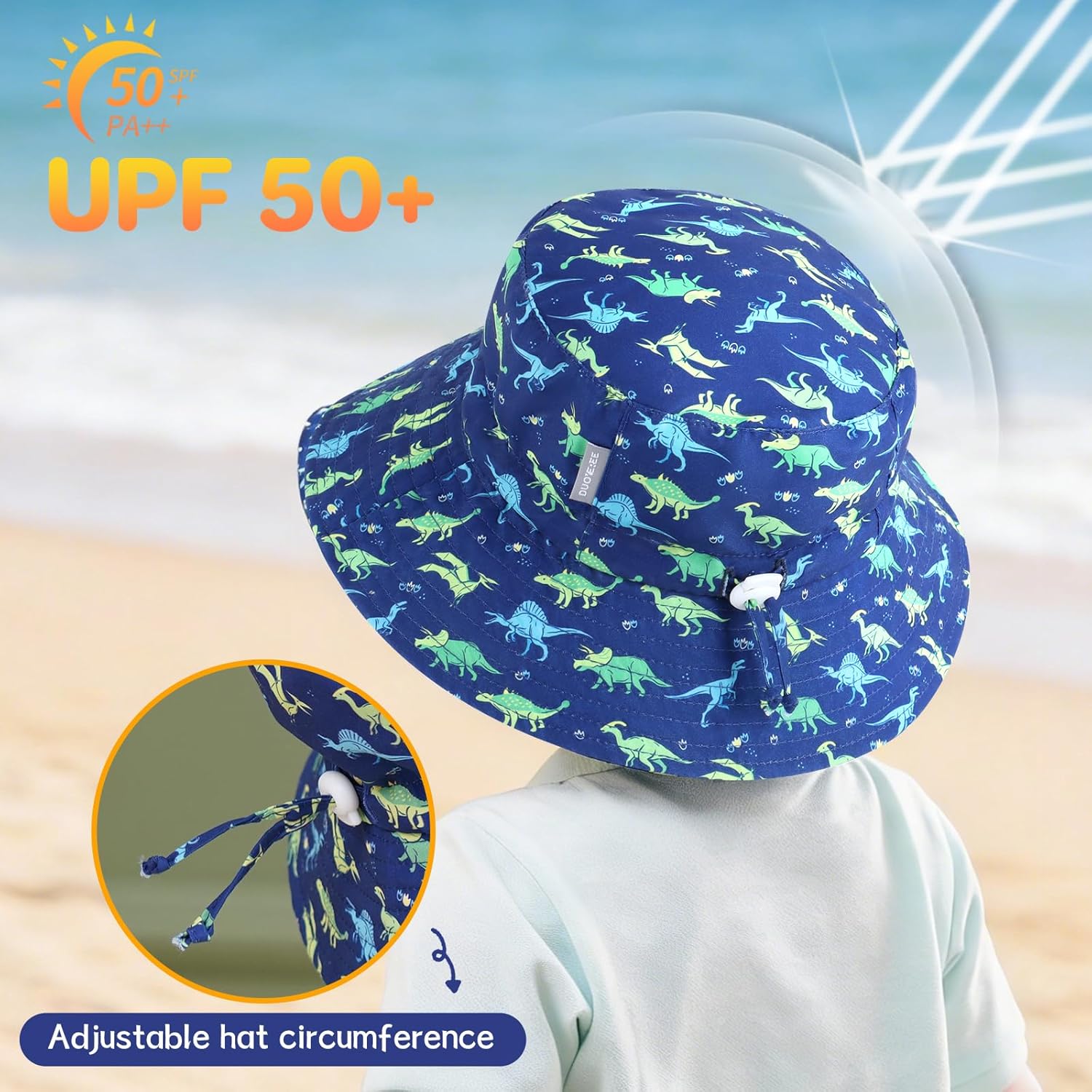 UPF 50+ Baby Sun hat Baby Bucket hat with Strings Summer Sun Protection Infant Sun hat for Kids - Image 5