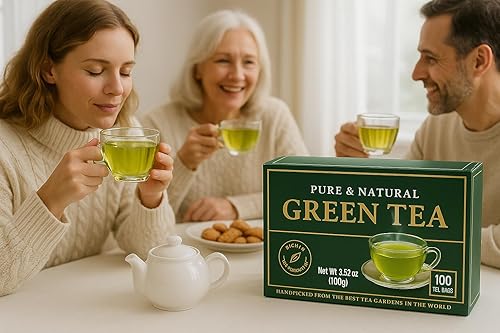 Miniatura 5 de Paquete de 100 bolsas de té negro y verde seleccionadas a mano, mezcla premium audaz y suave para té caliente o helado, té de desayuno rico en