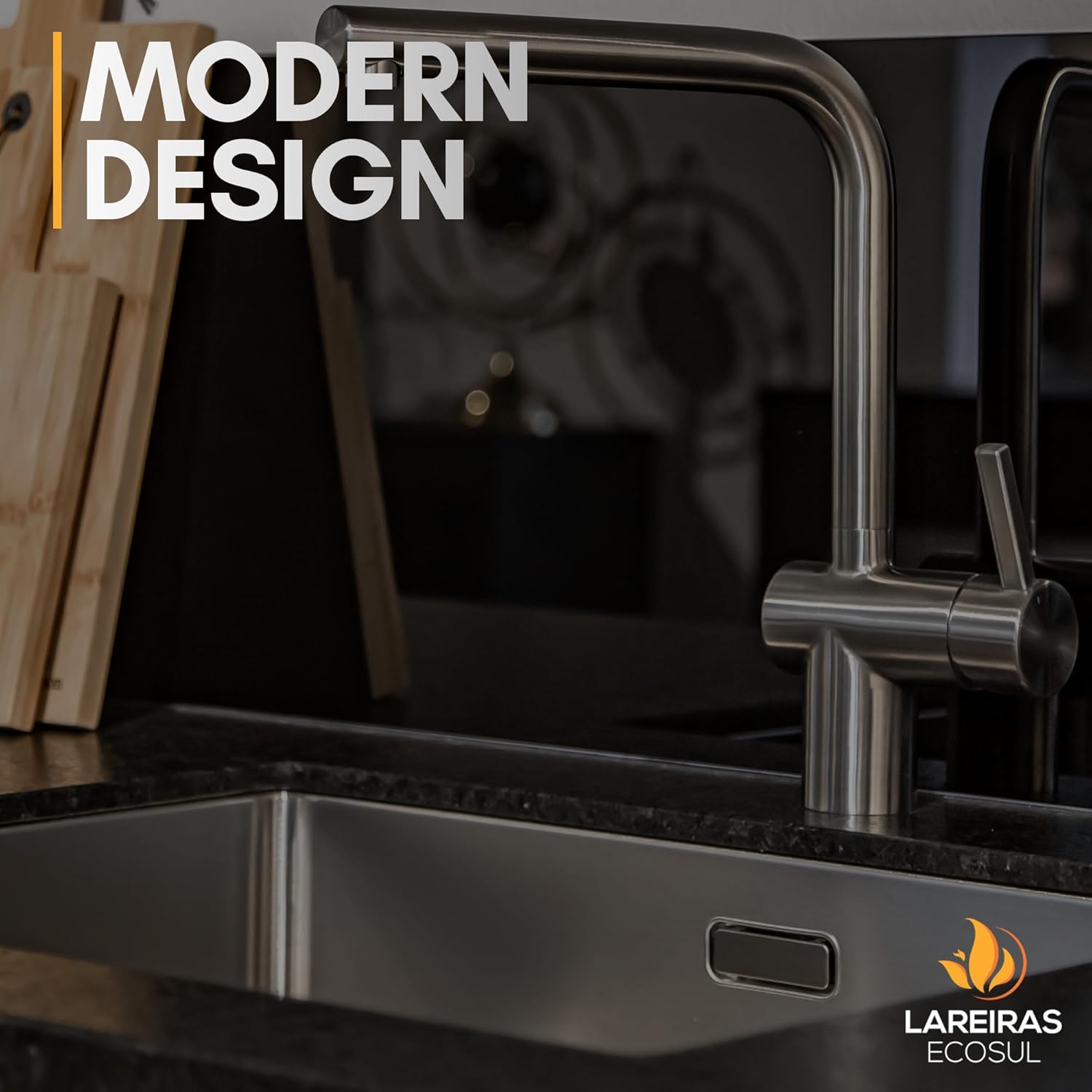 Gourmet Undermount Sink - Kitchen Tub - Brushed Stainless Steel, Corrosion Resistant, Modern Design - Easy Clean Up Balcony Indoor and Outdoor - LAREIRAS ECOSUL - 25.20 in