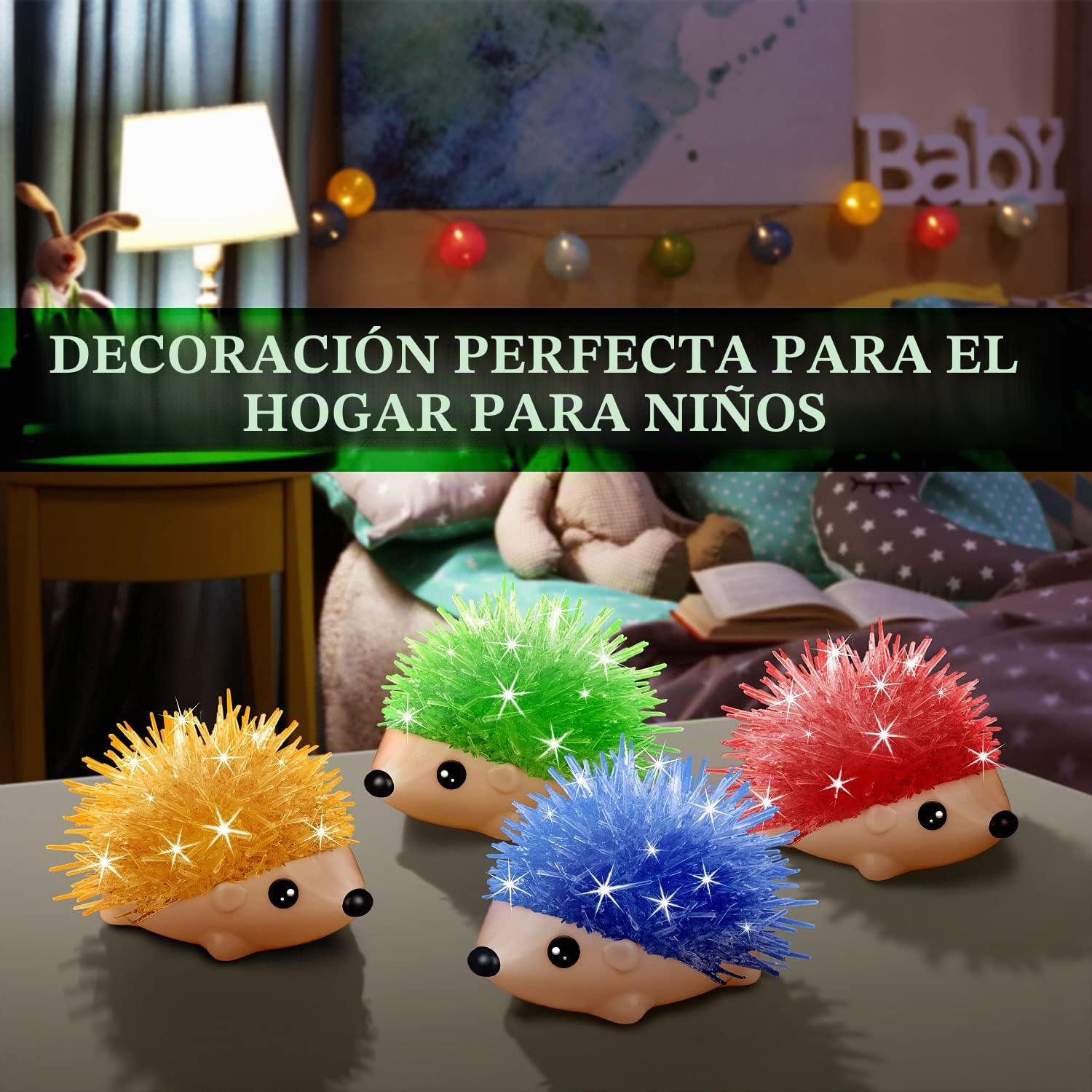 Kit de Cultivo de Cristales para Niños con Modelos de Erizo 4 Paquetes, Juego de Experimentos Científicos para Niños Niñas 6 7 8 9 10 Años