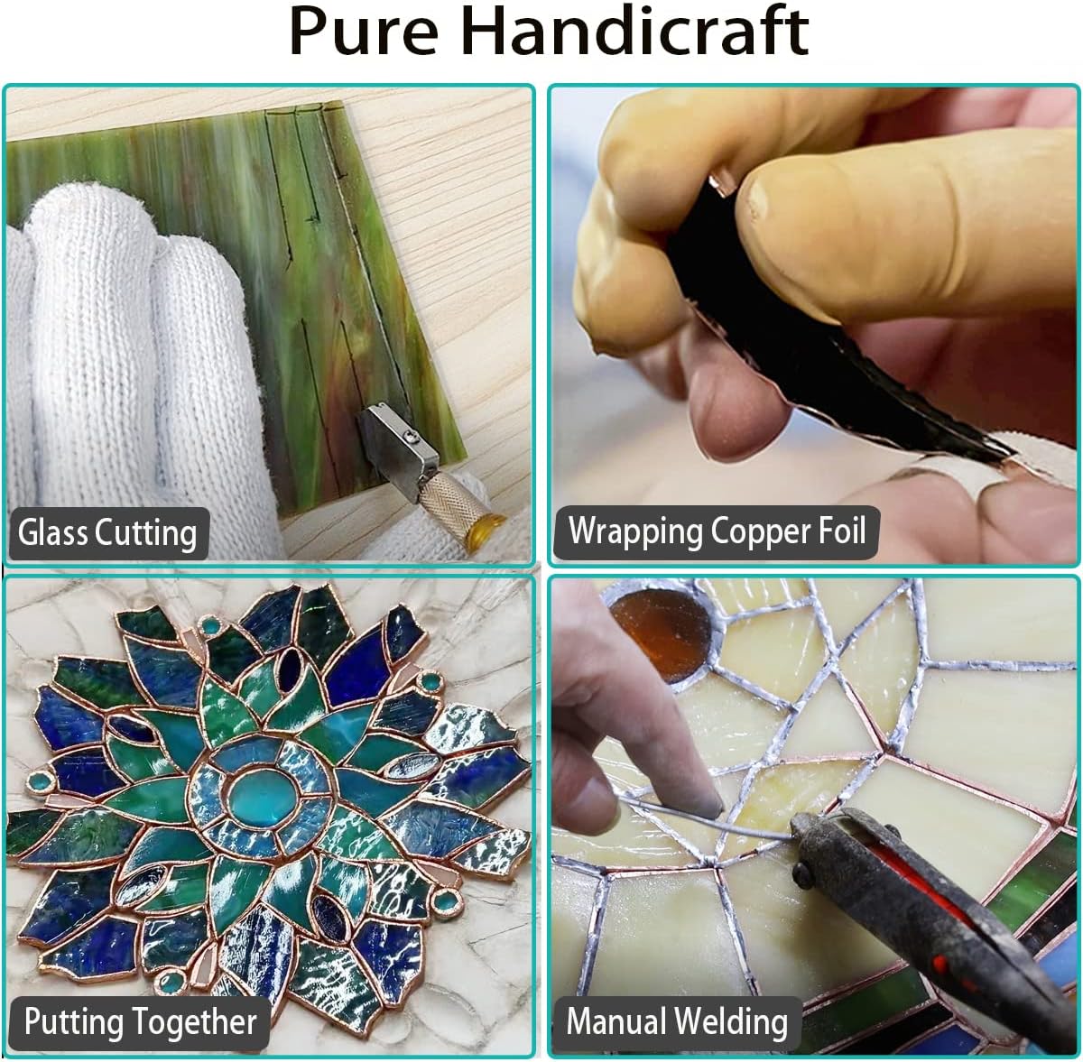 Stained Glass Window Hangings,9 Birds on a Wire Suncatchers for Home Decor,Handmade Tiffany Glass Window Panel,Gift Ideas for Mom/Grandma,Birthday Easter Christmas