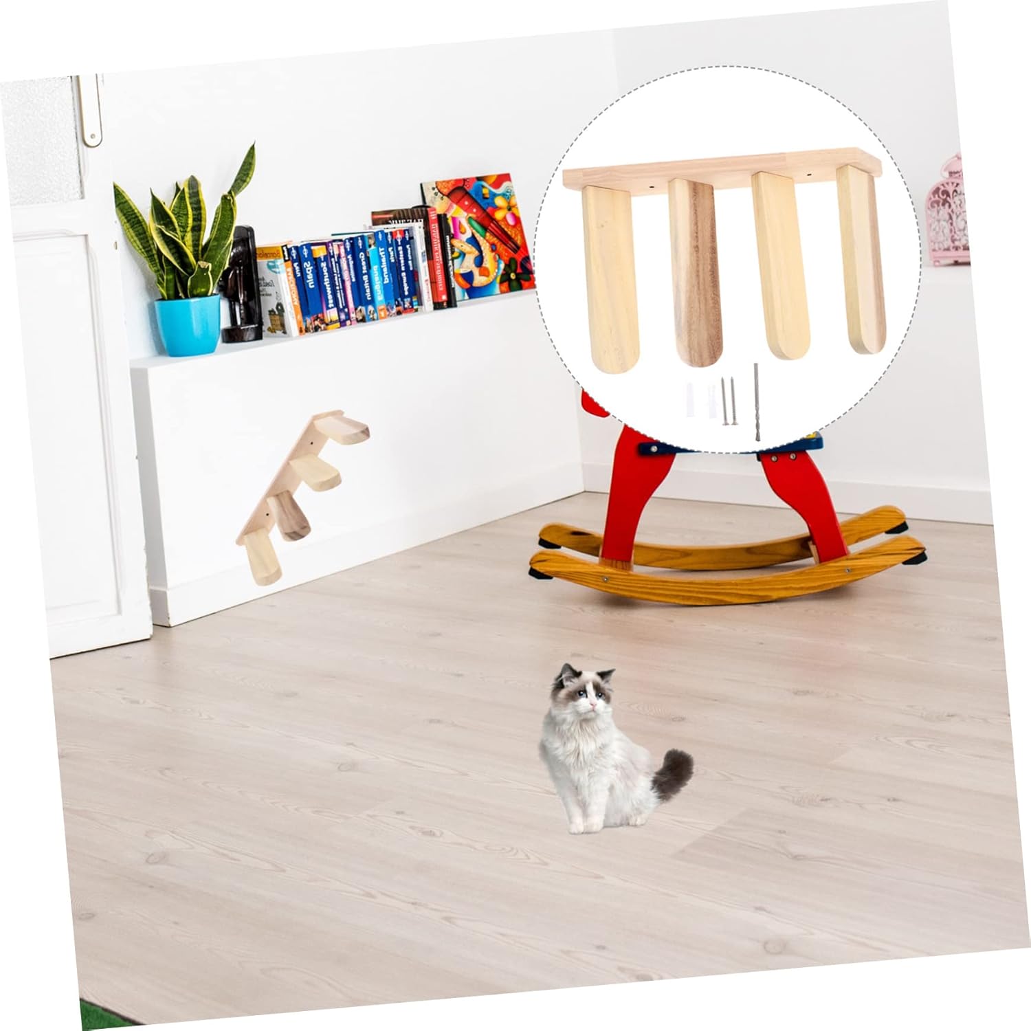 GALPADA Cat Climbing Ladder Wall-Mounted Cat Platform Space-Saving Design Easy to Install Durable Climbing Steps for Play and Rest