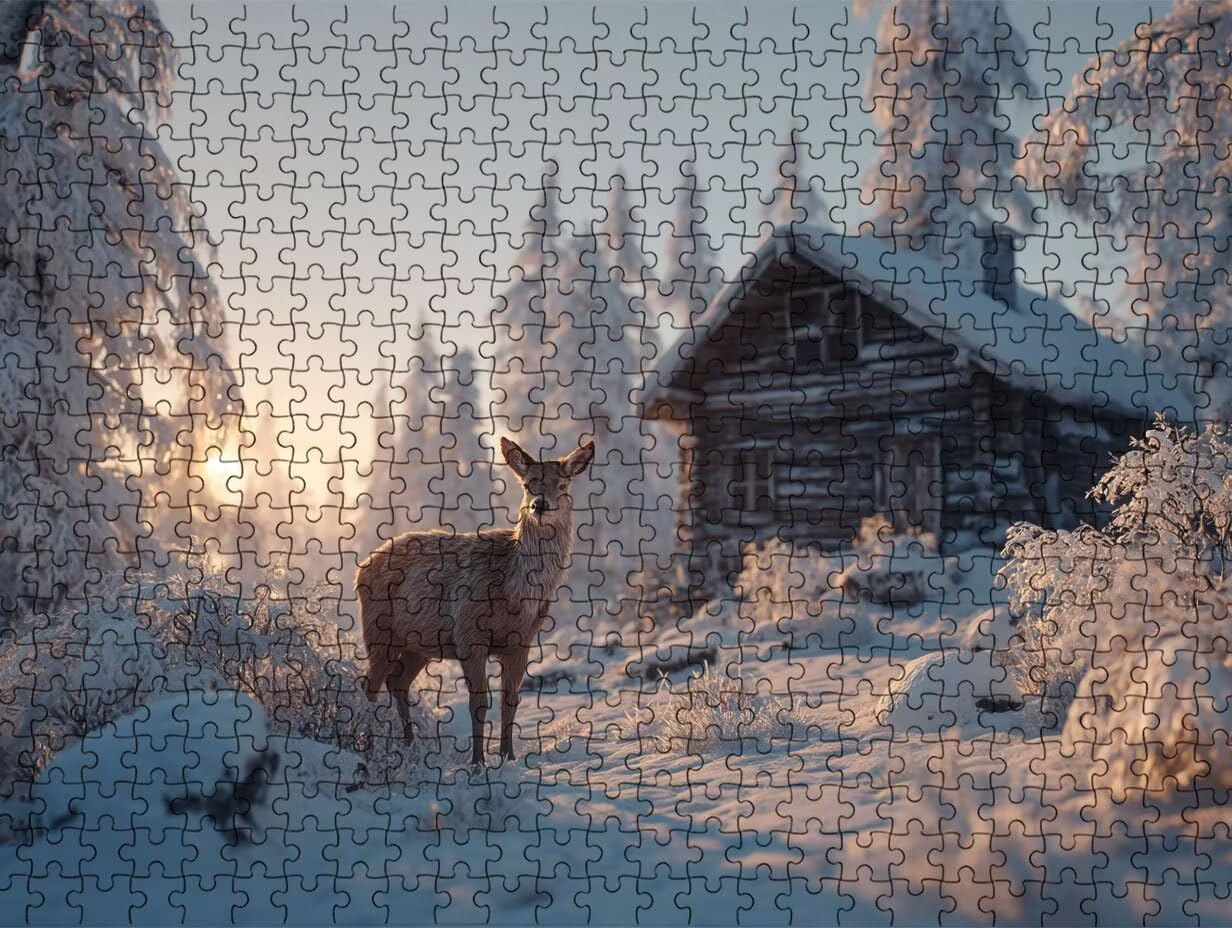 Puzzle 1000 sztuk dla dorosłych, puzzle artystyczne puzzle leśny jeleń, rodzinne kreatywne hobby dla dorosłych, najwyższej jakości drewniana układanka, do gry edukacyjnej wyzwania zabawki R4KH-746