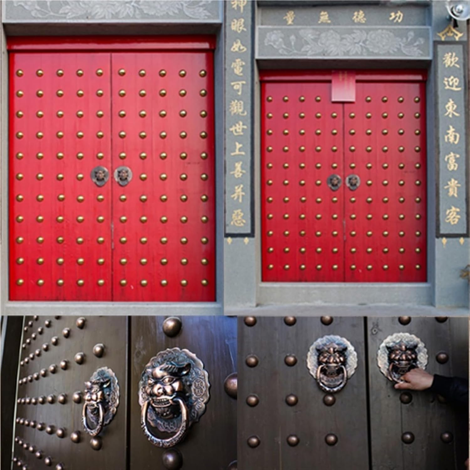 Animal Head Knocker Handle Bronze Lion Head Handle Antique Door Handle Knocker Tiger Head Chinese Antique Handle Ring(120mm)