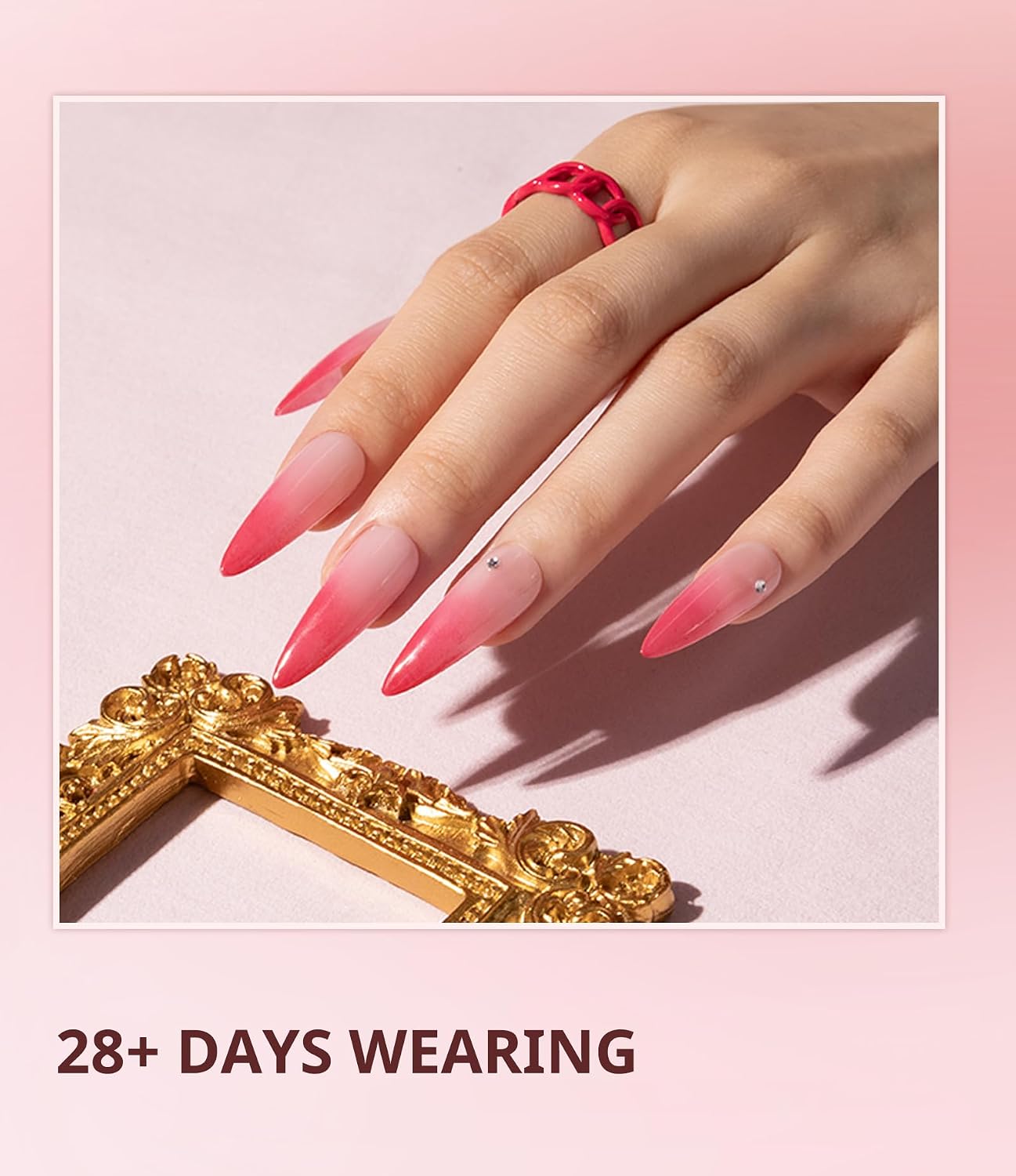 AIRSEE Builder Gel for Nails, 15ml Strengthener in a Bottle, Extension Hard Base, Soak Off Long Lasting UV Rhinestone Glue, Salon DIY Manicure Art Design - Sakura Pink-20