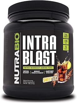 NutraBioIntra Blast Bcaa Powder Amino Acid Supplement, Electrolyte & Hydration Blend, Intra, Pre Workout & Muscle Recovery, 20g Eaa Amino Acids Powder, 5g Glutamine- Sweet Tea, 30 Serving