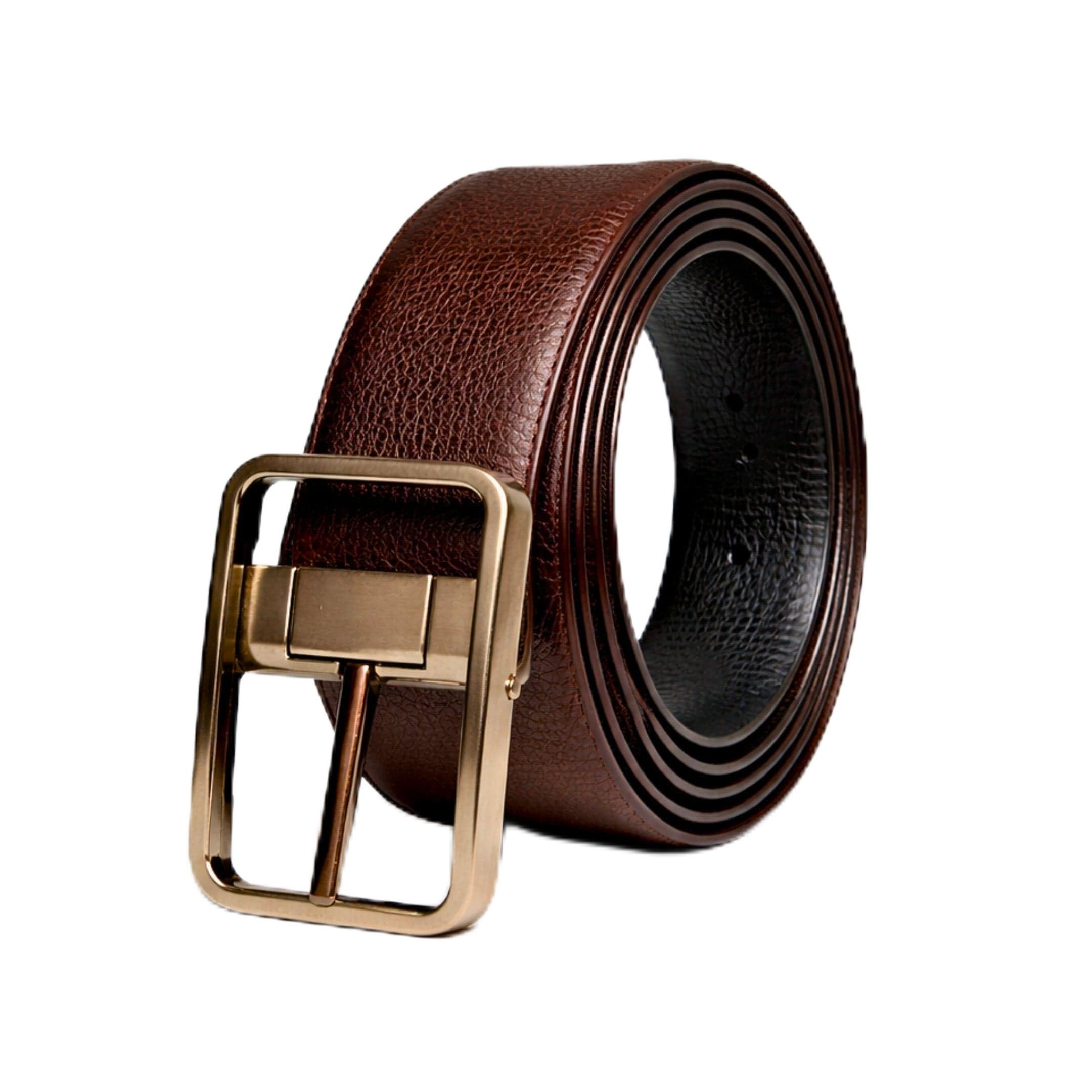 the men thing Genuine Leather Belt | 2 in 1 Reversible (Brown & Black) (1 Pc.) - ONYX PEBBLE BROWN-picture-24