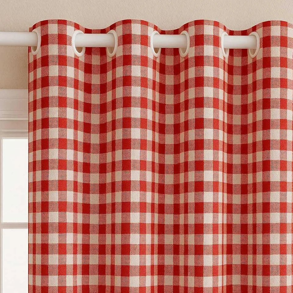 Cortina Xadrez Piquenique Para Decorar Sala Quarto e Cozinha 2 m X 1,40 festas. (vermelho)