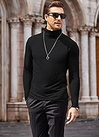 Vista 2 de COOFANDY Camisetas casuales de cuello alto para hombre, ligeras, básicas, de algodón