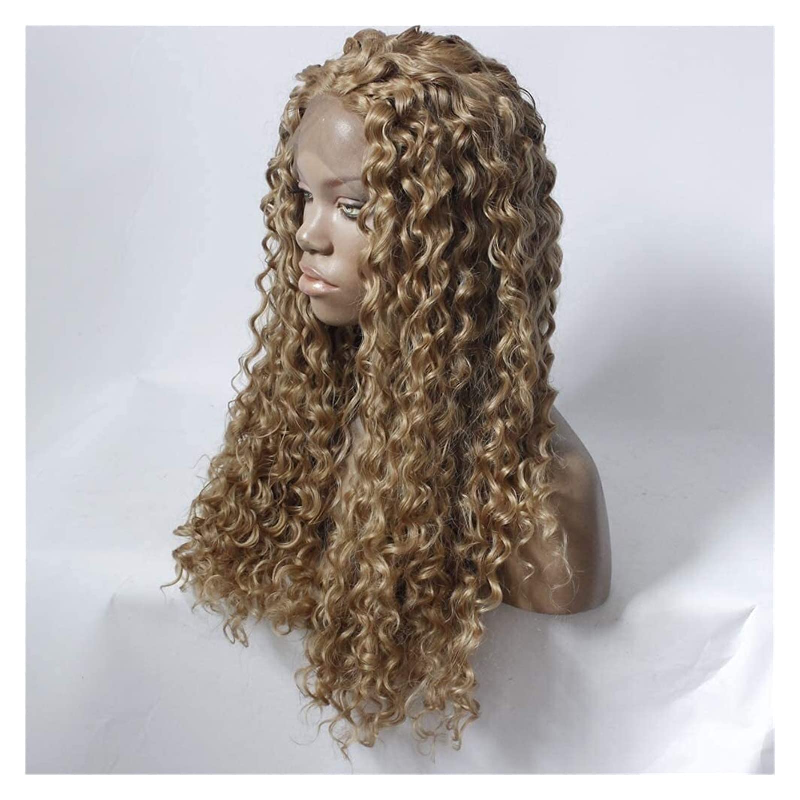 Cosplay Parrucche Parrucca Bionda Lunga Per Donna, Bionda Mista Marrone, Parrucche Afro Per Donne Nere Parrucche Corte Ricci Crespi 24 Pollici Parrucca Quotidiana