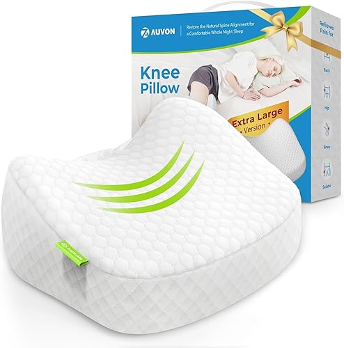 AUVON Almohada de apoyo de espuma refrescante para piernas y rodillas con tela sedosa de hielo, almohada de espuma viscoelástica de apoyo mejorado