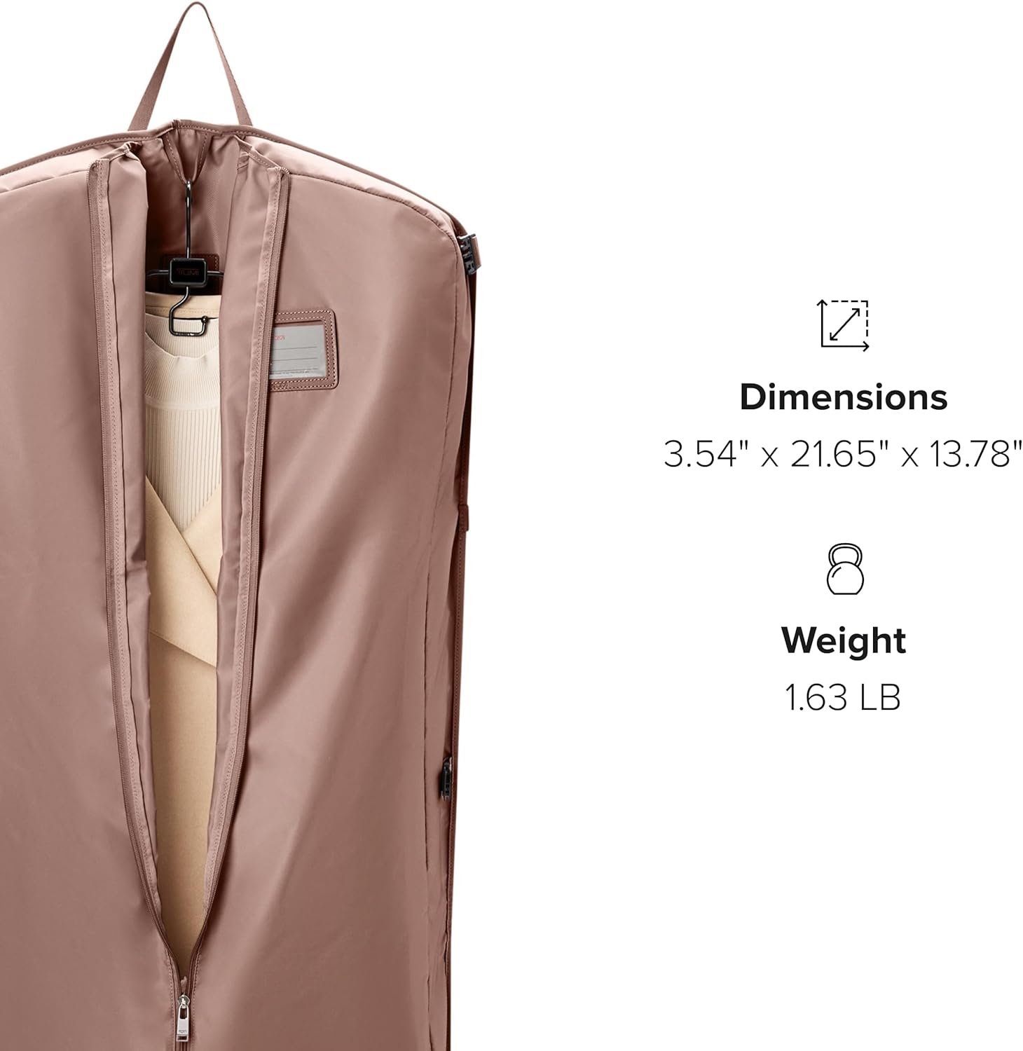 TUMI - Travel Accessory Garment Bag - Foldable Garment & Suit Carrier with Add-A-Bag Sleeve - For 2 Garmets - Light Mauve - Image 7