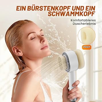 Filtersonic 3-in-1 Shower Head Doodle High Pressure Massage Shower Head Against Limescale Removes Hard Water Residual Chlorine and Heavy Metal + Accessories (White)