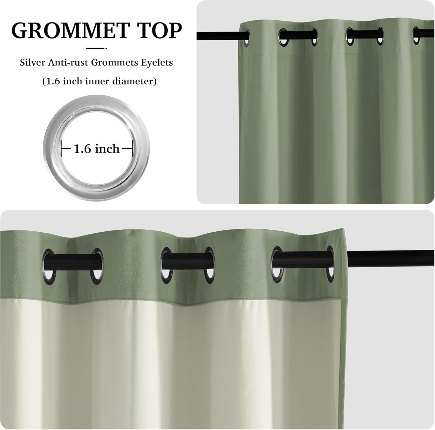 RYB HOME Sage Green Kids Velvet Blackout Curtains 84 inches Long, 100% Light Blocking Thermal Insulated Grommet Curtains for Home Office Studio Theater, 52" W x 84" L, 2 Panels
