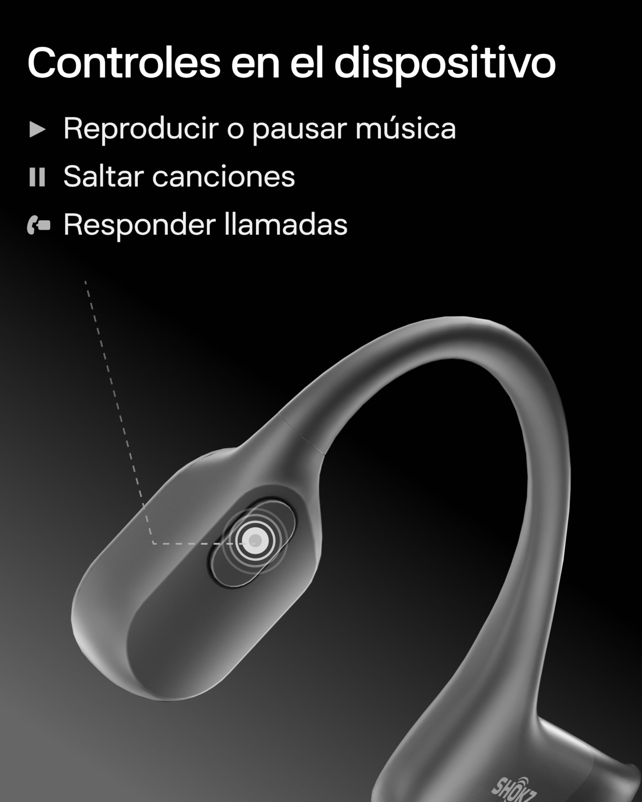 SHOKZ OpenRun Auriculares Conducción Ósea, Deportivos Inalámbricos Bluetooth con Micrófono Cancelación de Ruido, Open-Ear de Oído Abierto, Resistentes al Agua IP67 para Correr, USB-C, Negro