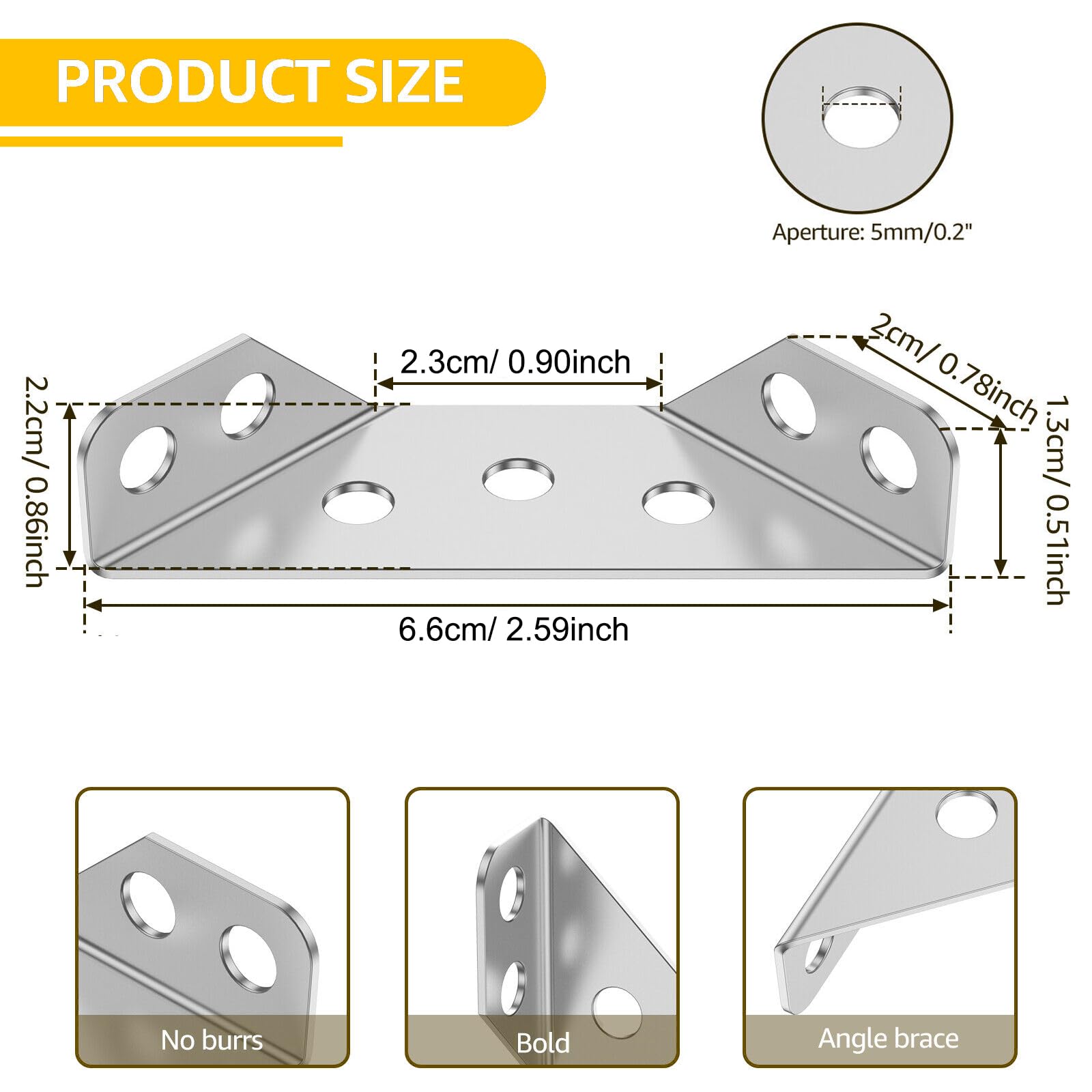 FTONOM5 20Pcs Heavy-Duty Stainless Steel Corner Brackets - Image 2