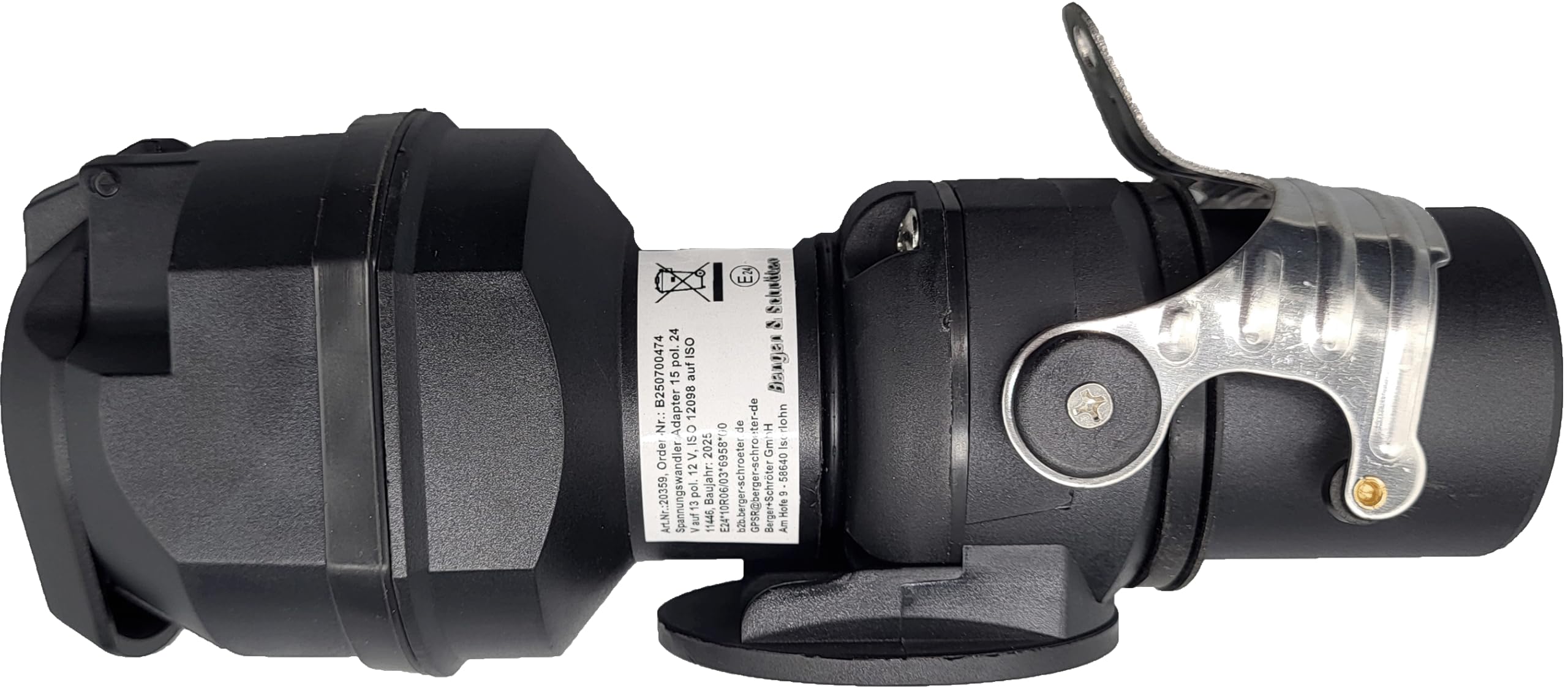 Berger & Schröter Adaptateur convertisseur de Tension pour remorque 15 Broches 24 V vers 13 Broches 12 V, ISO 12098, ISO 11446, réducteur de Tension
