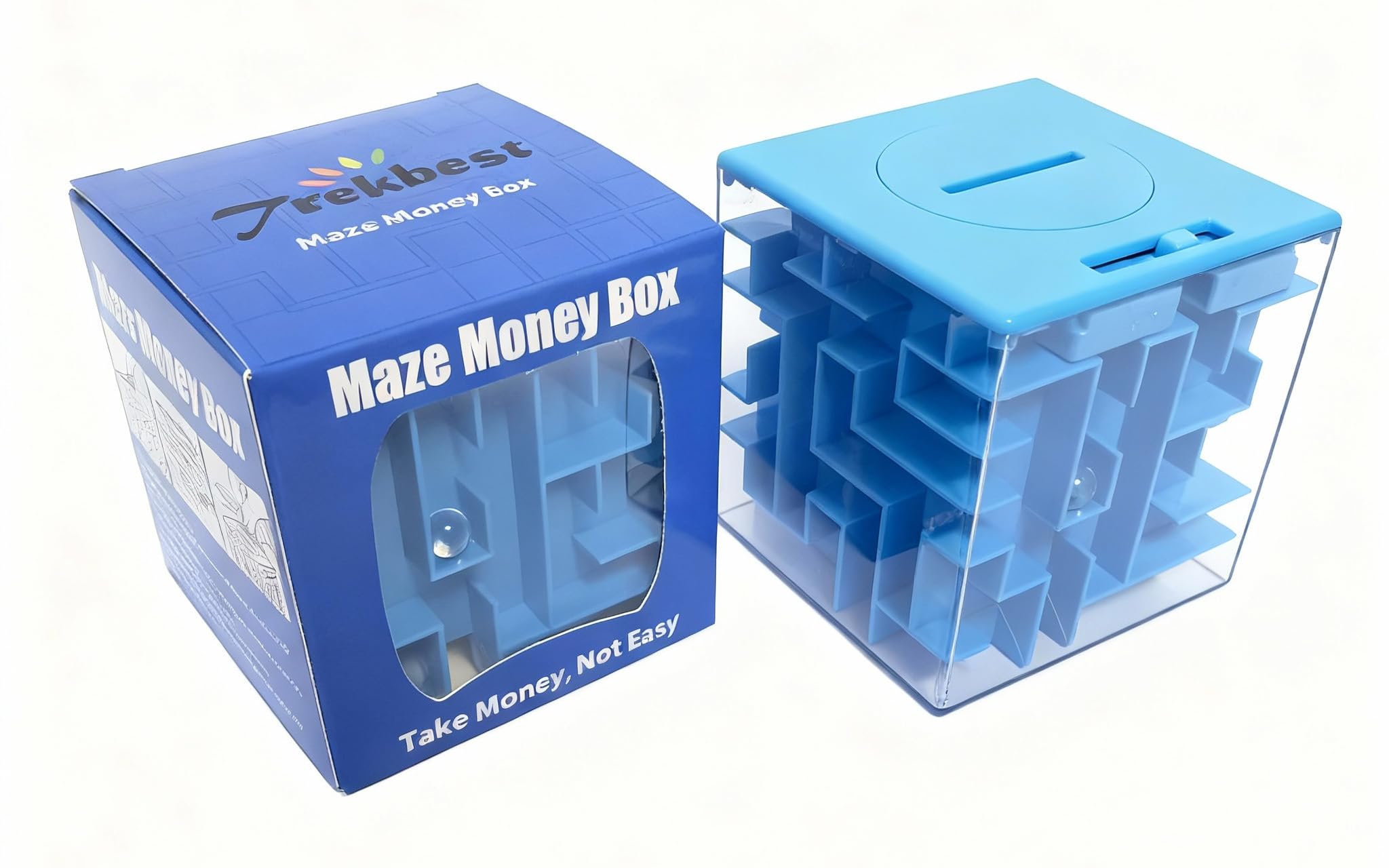 Trekbest Money Maze Puzzle Box - A Fun Unique Way to Give Gifts for Kids and Adults (Blue)