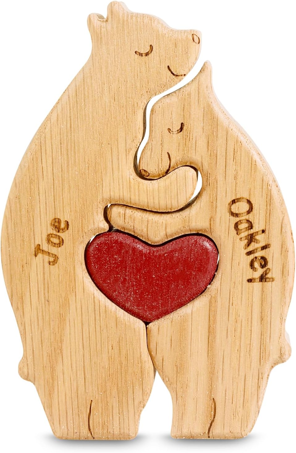 Personalized Christmas Wooden Bear Puzzle - Custom Sculpture with 2-6 Family Names Pieces Home Decor Gift for Mom Dad