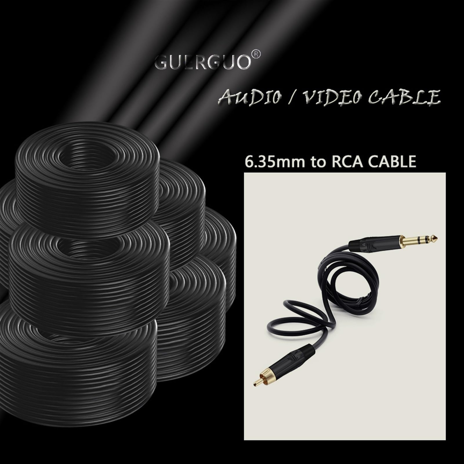 6,35 mm wtyczka audio jack stereo męski na RCA męski zbalansowany kabel montażowy mikrofon 1M 1,5 m 2 m 3 m 5 m 8 m 10 m 1 szt. (kolor: czerwony czarny, rozmiar: 10 m)