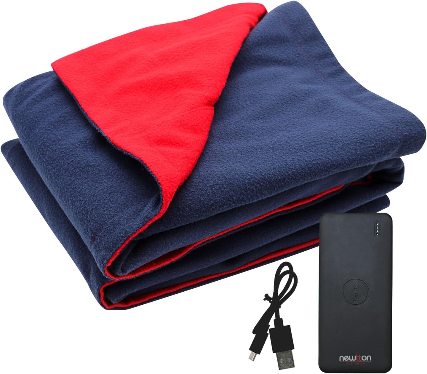 Newtton USB Heated Fleece Blanket With Phone Charger Power Bank To Keep You Warm Outdoors
