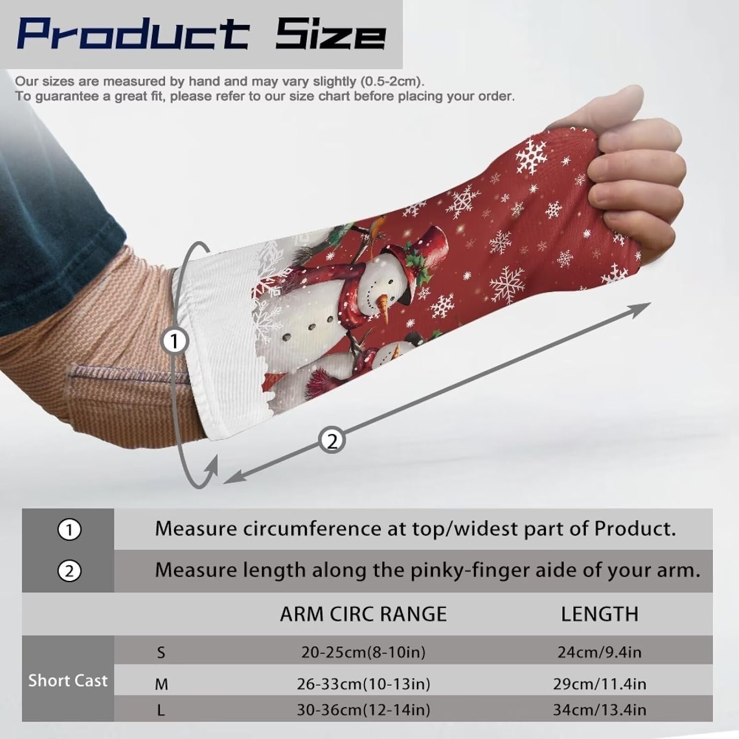 Rnyleeg Cast Covers for Shower Arm Christmas Snowman Arm Cast Covers for Adults Bath Shower Cast Wound Covers Washable and Removable