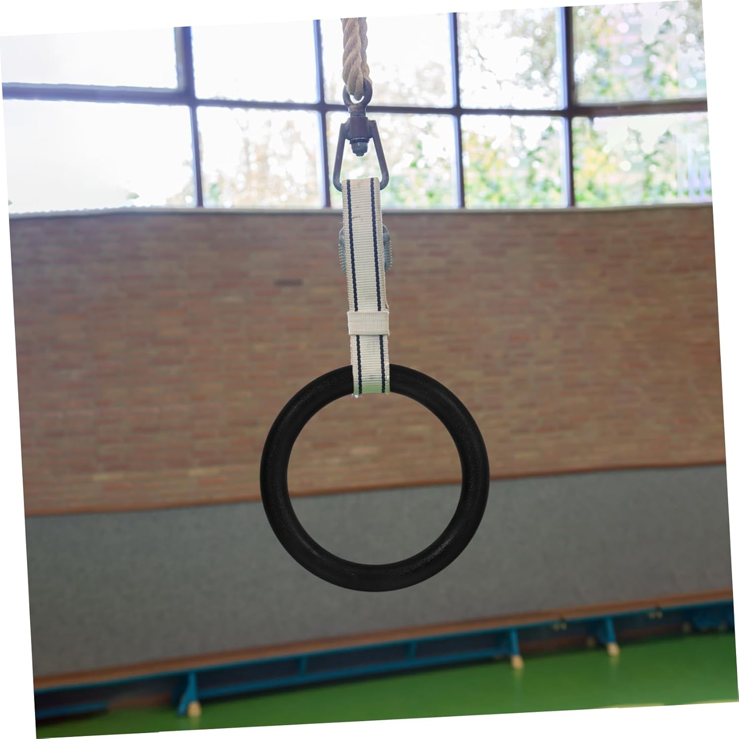 2Pcs Gymnastic Rings for Strength Training Fitness Rings for Bodyweight Workouts for Pull Ups Dips and Home Gym Exercises Black