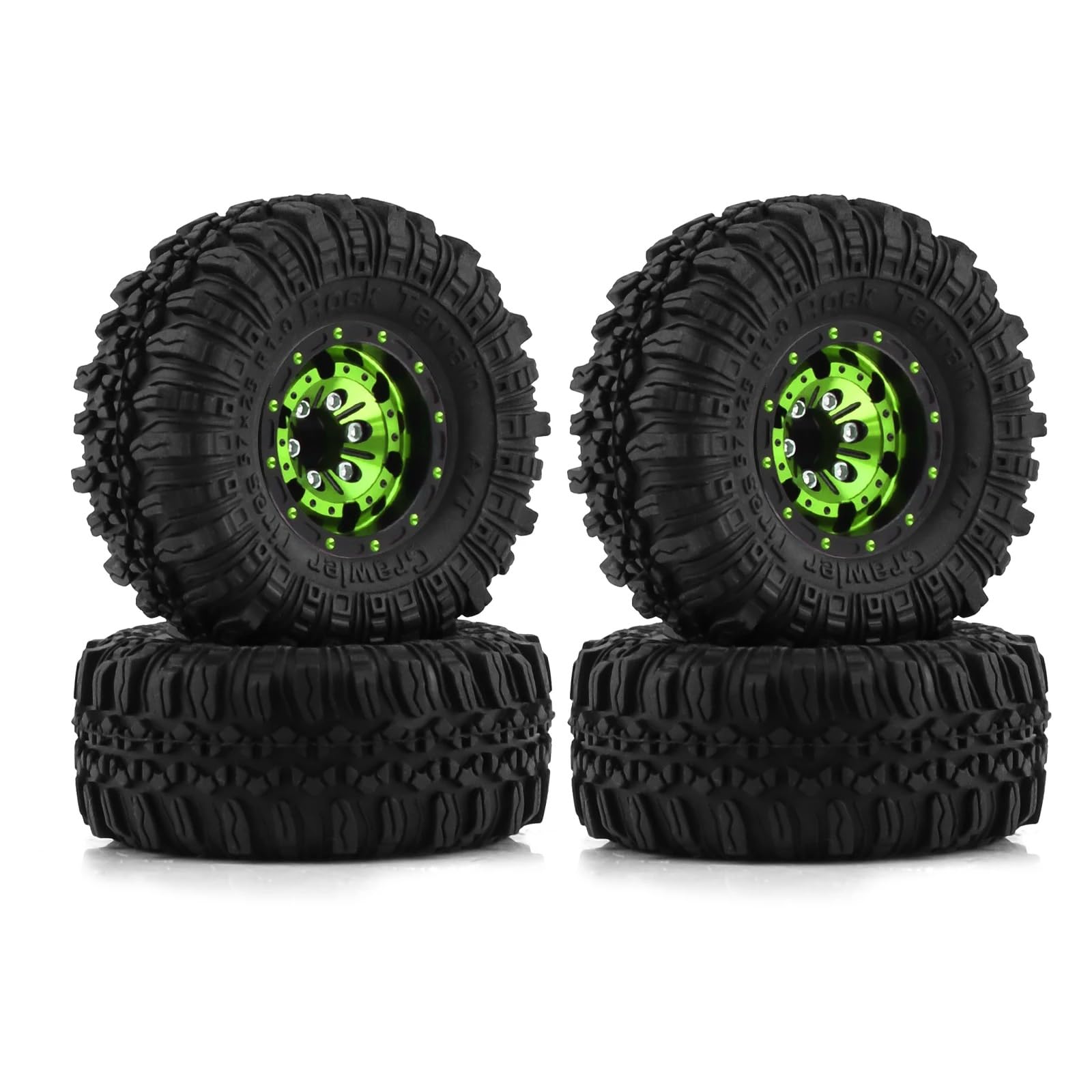 para TRX4M para Axial AX24 para SCX24 para FCX24 1/18 1/24 Aleación Aluminio 1,0 Ruedas Neumáticos Beadlock 4 Uds Coche Trepador Control Remoto Modificado Neumáticos Coche RC