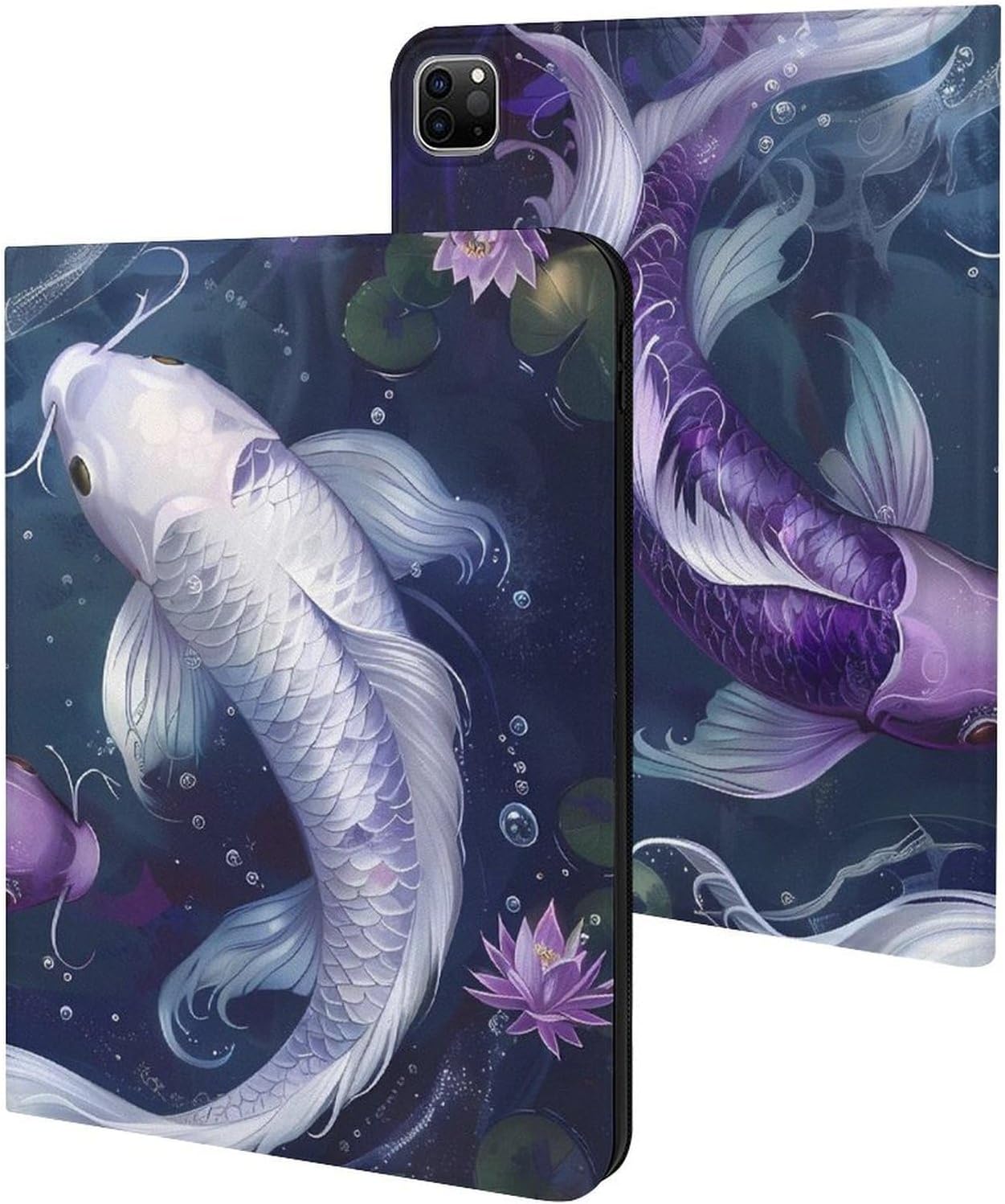 Yin and Yang Japanese Fish Printed Case Trifold Stand Protective Cover Compatible with IPAD Pro 20/21/22(11in)