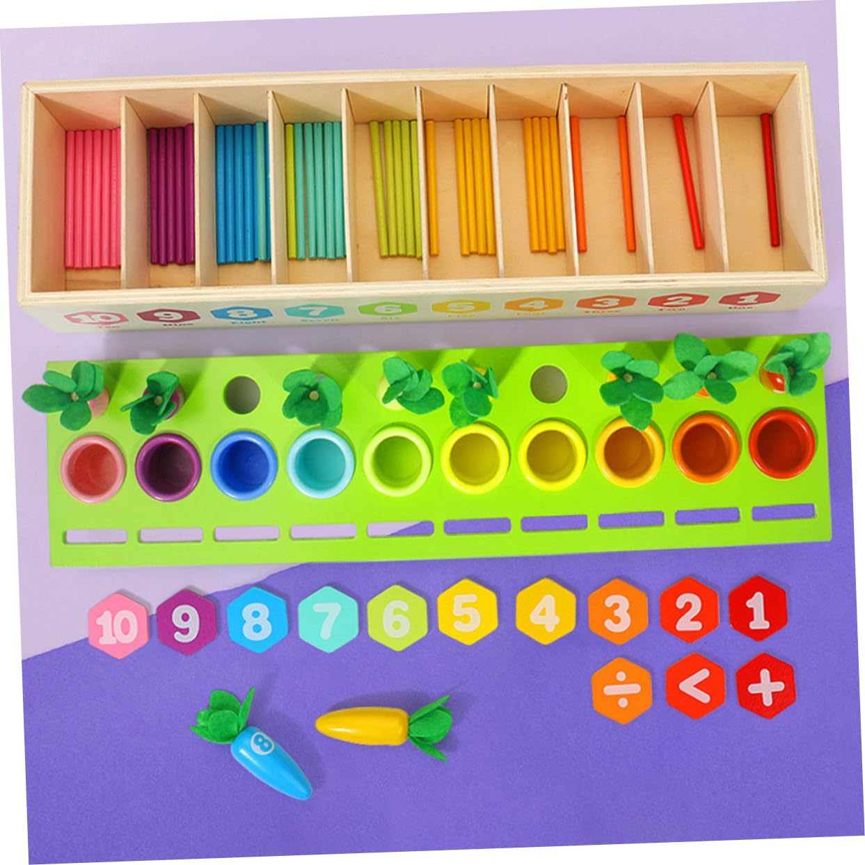 POPETPOP Juguetes para Contar De Bloques para Clasificar Números Juguete De Madera para Preescolar Cognitivo Años Carote para Aprendizaje Interactivo