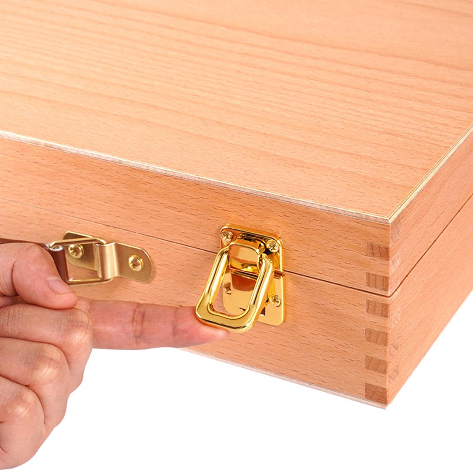 Künstler Aufbewahrungsbox Multifunktionaler Holzkasten Zur Pinselaufbewahrung Werkzeugkasten Und Malkoffer mit Sicherem Verschluss für Den Transport, L