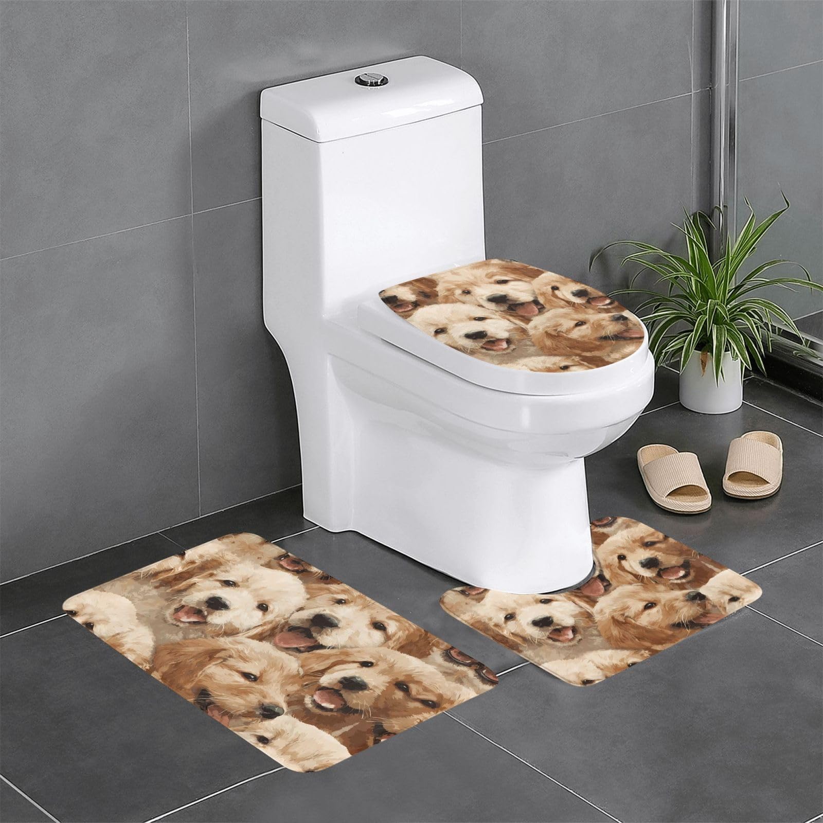 Tapis antidérapant Golden Retriever pour éviter les glissades dans la salle de bain
