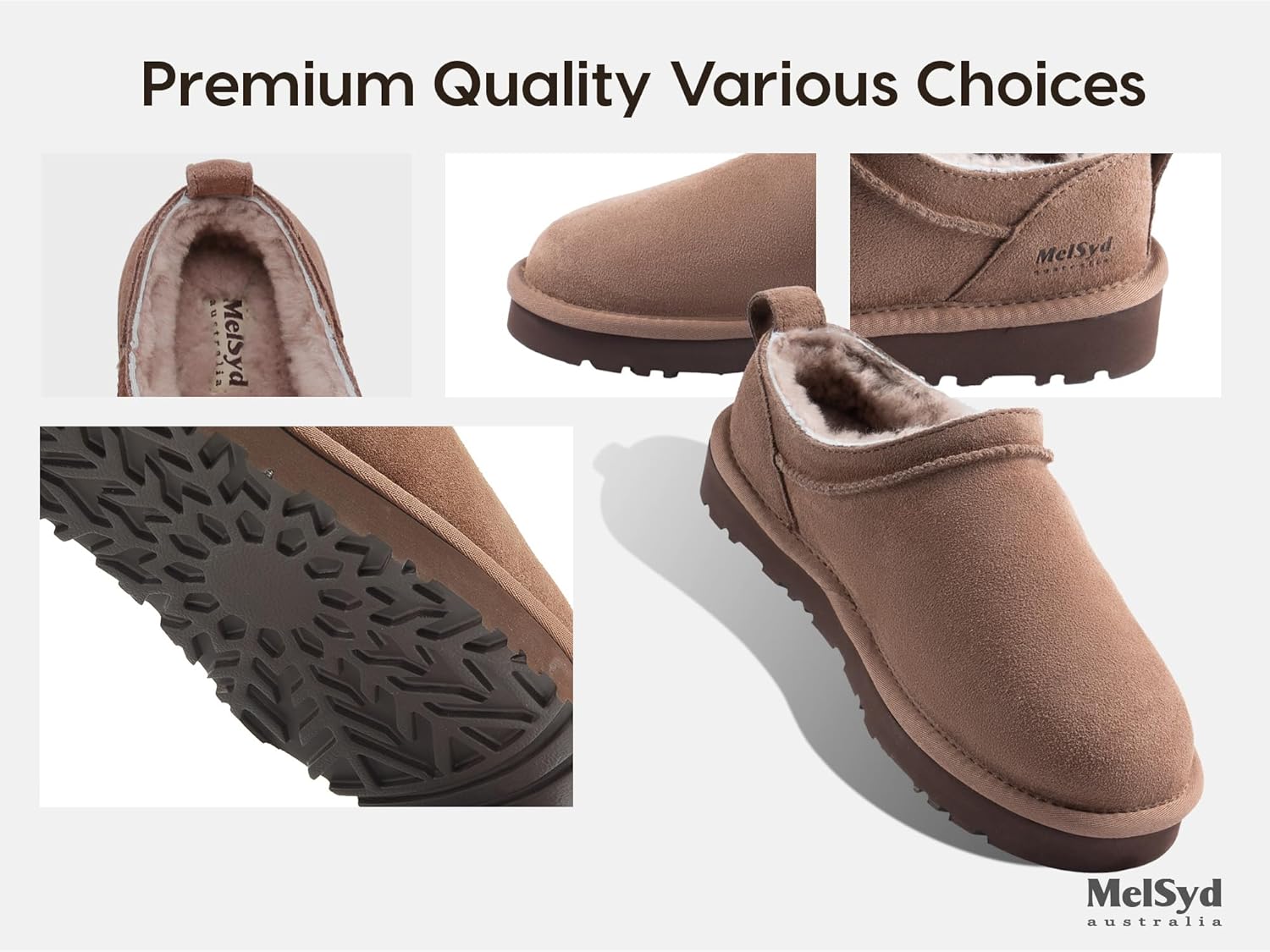 Mel&Syd MelSyd Classic Micro Mini Boots: 100% Australian Sheepskin Lined - Waterproof Suede with Elastic Memory Foam Fall Shoes for 2026 Fashion Women Daily Wearing In/Outdoor