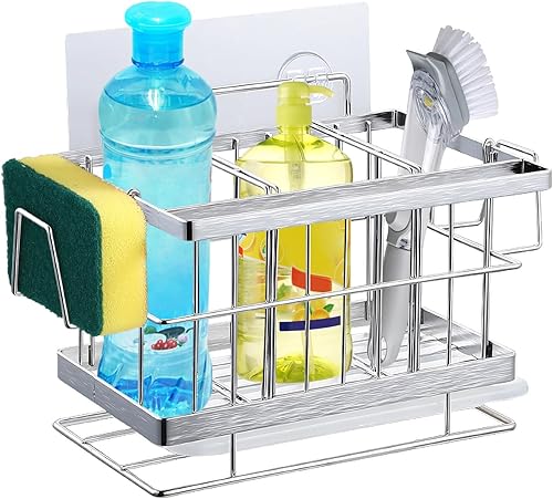 susunnus Organizador de esponja de acero inoxidable para fregadero de cocina, organizador para colgar en la pared, estante de secado sobre el