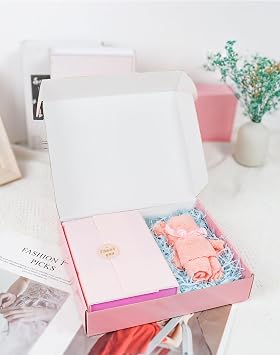 Pink Medium Shipping Boxes, 40 Pack 10x8x2 Corrugated Cardboard Box, Pink Shipping Mailing Boxes for Packaging