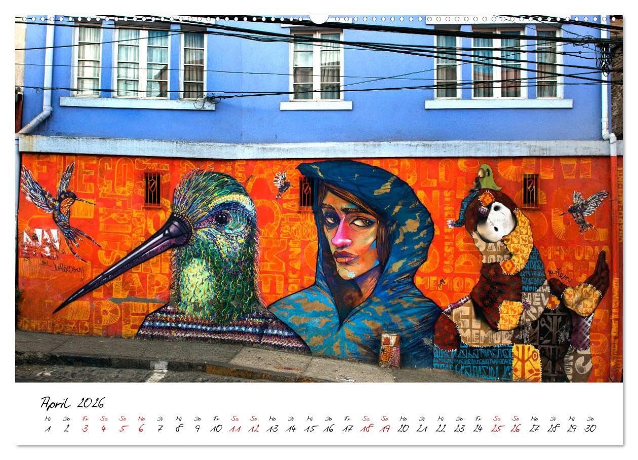 Die Farben von Valparaíso (Wandkalender 2026 DIN A2 quer), CALVENDO Monatskalender: Die Farben und Wandmalereien von Valparaíso (CALVENDO Orte)