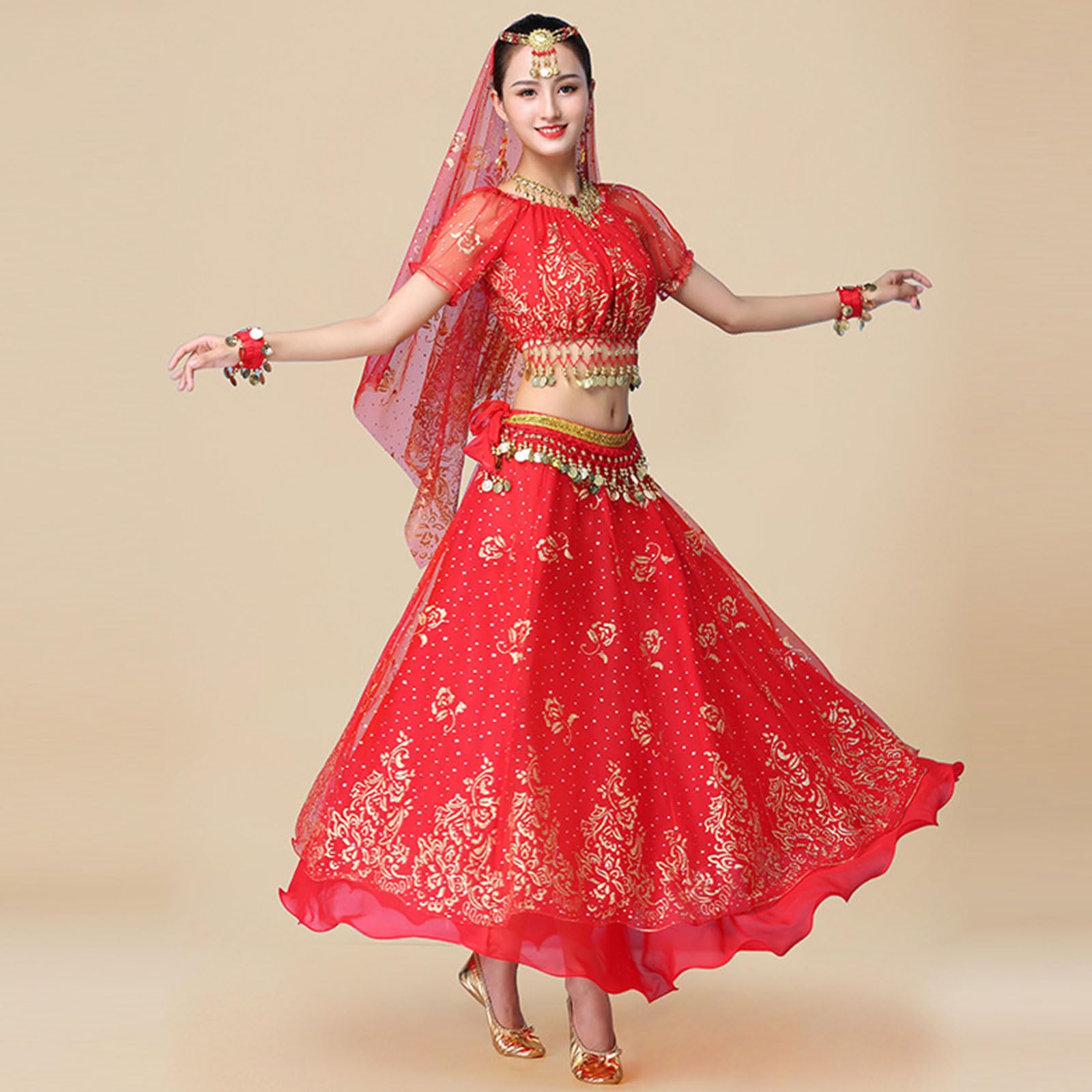 Costume da Principessa Araba da Donna, Costume per Halloween, Cosplay, Danzante Orientale, 8 pezzi