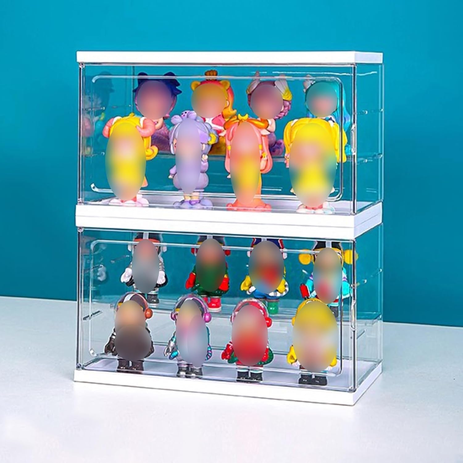HCUDFN Two Pack Display Case, Transparent Character Display Box, Acrylic Storage Box with Magnetic Door, Dustproof Display Stand for Books, Dolls, Perfume, Cosmetics(27x14x26cm(10.6x5.5x10.2in))
