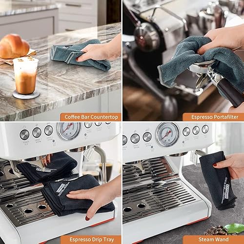 Miniatura 5 de CAFEMASY Barista - Paquete de 4 toallas de limpieza microabsorbentes suaves y no abrasivas para barista para limpiar la varita de vapor, café o