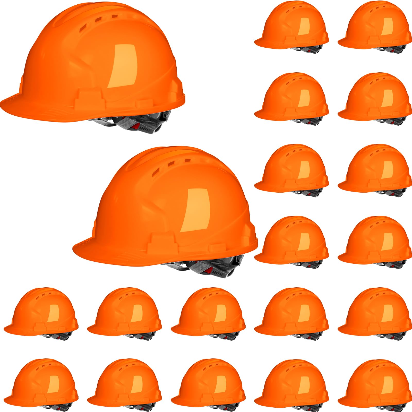 Leumoi 20 Pack Hard Hat Bulk 4-Point ABS Safety Helmets Adjustable