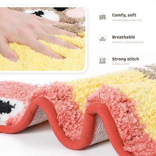 Miniatura 6 de Tapete de baño con diseño de animales, extra suave, absorbente, antideslizante, cómodo, tapete para bañera, ducha, baño, lavable a máquina, 18 x 28