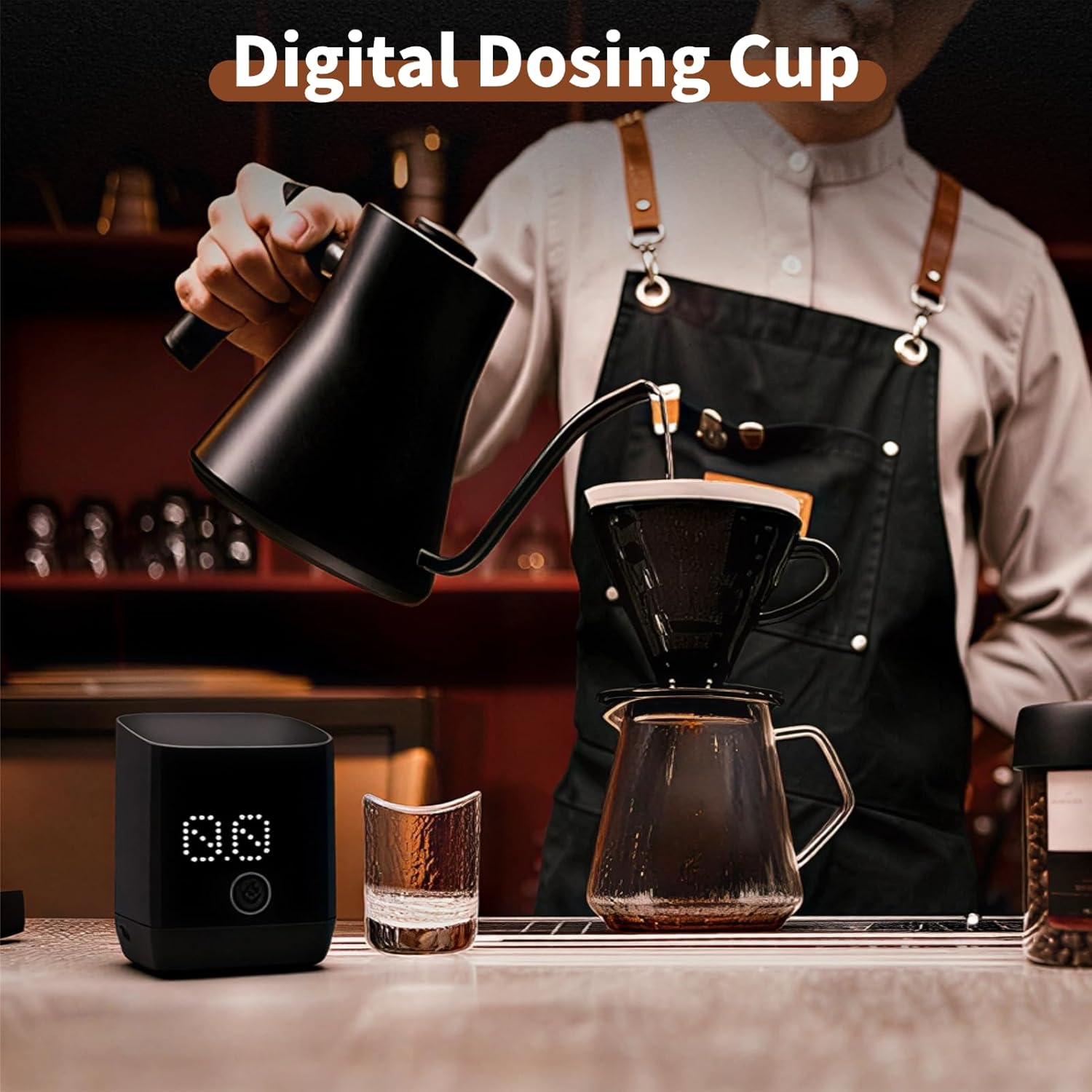 Diyeeni Coffee Bean Scale, Digital Dosing Cup with LED Display, 0.2-500g, 0.1g High Precision, Coffee Measuring Cups for Home, Kitchen, Take Coffee Beans Quantitatively