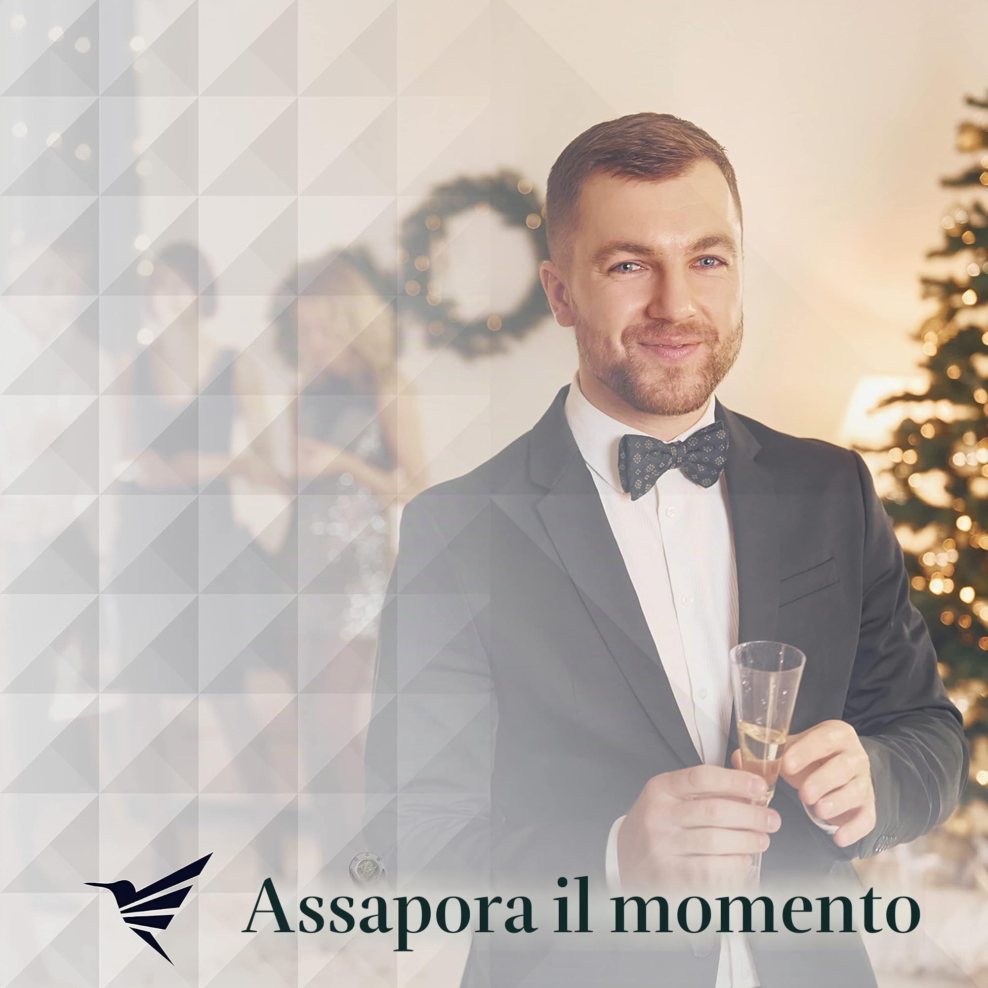 Colibri Hampton - Gemelli da uomo con intarsio in pietra, chiusura sul retro con balena, in acciaio inox lucido, confezione regalo