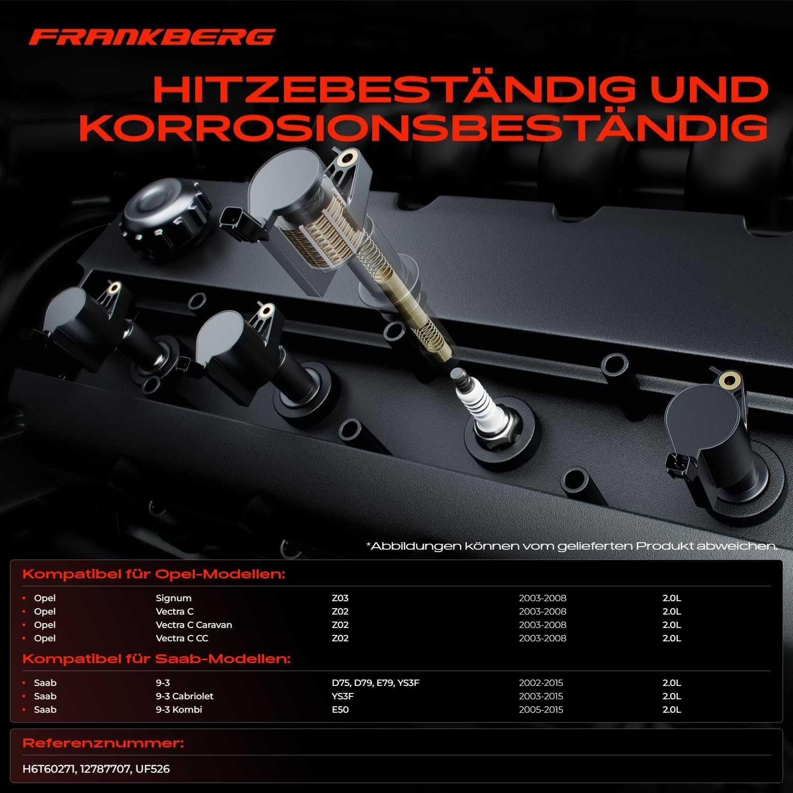 Frankberg 4 bobinas de encendido módulo de encendido 12787707 | Compatible con: 9-3 Convertible YS3F, Vectra C Z02, 9-3 D75 D79 E79 YS3F, Signum Z03, 9-3 Familiar E50, Vectra C CC Z02